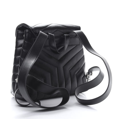 Saint Laurent Calfskin Y Quilted Monogram Small Loulou Backpack Black 2 of 10