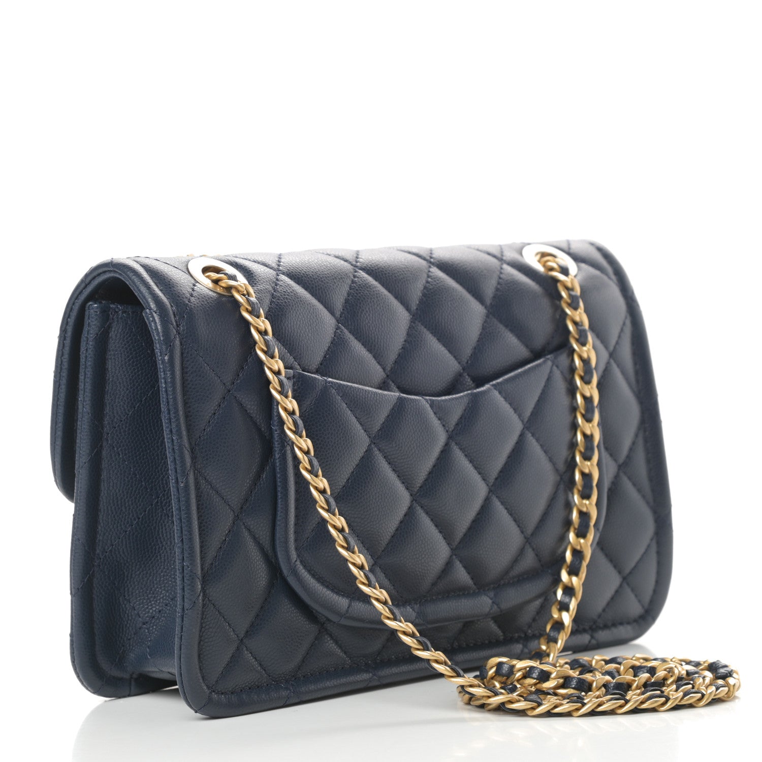 Chanel Caviar Quilted Medium Sweet Classic Flap Navy Blue 3 of 13
