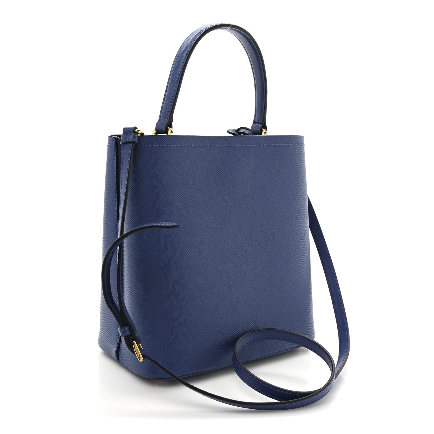 Saffiano Cuir Calfskin Small Panier Bucket Bag Inchiostro Black