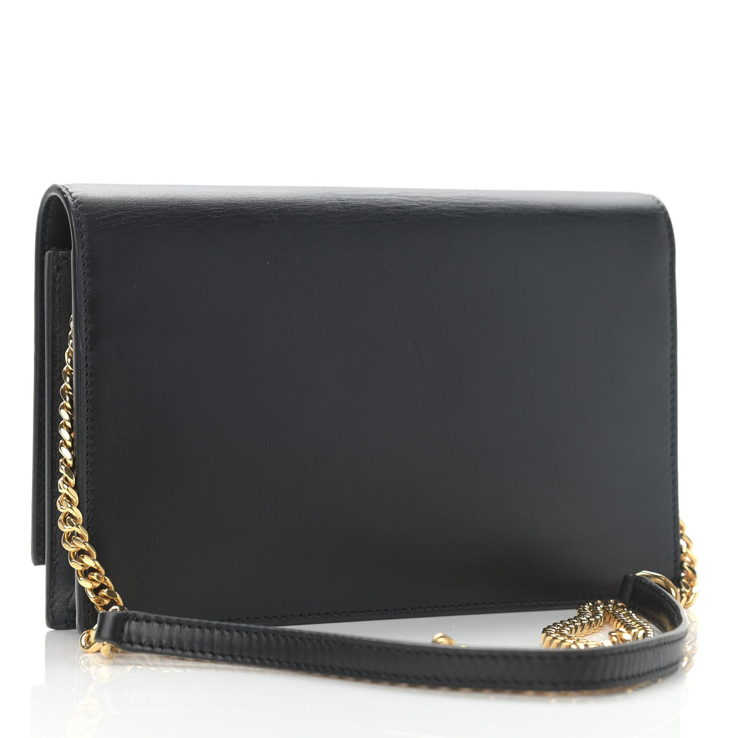 Smooth Calfskin Classic Monogram Kate Tassel Chain Wallet Black