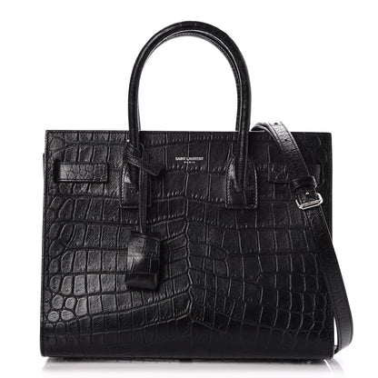 Saint Laurent Calfskin Crocodile Embossed Baby Sac de Jour Black 1 of 7