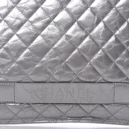 Chanel Metallic Crumpled Calfskin Quilted Large Slide Pouch Silver 10 of 10