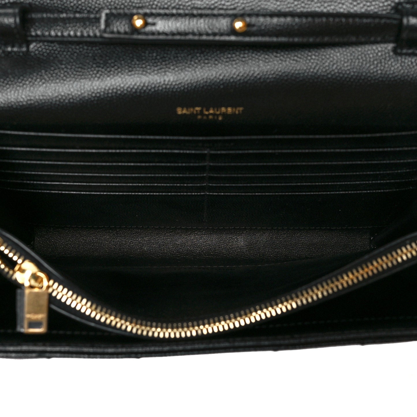 Grain De Poudre Matelasse Chevron Monogram Chain Wallet Black