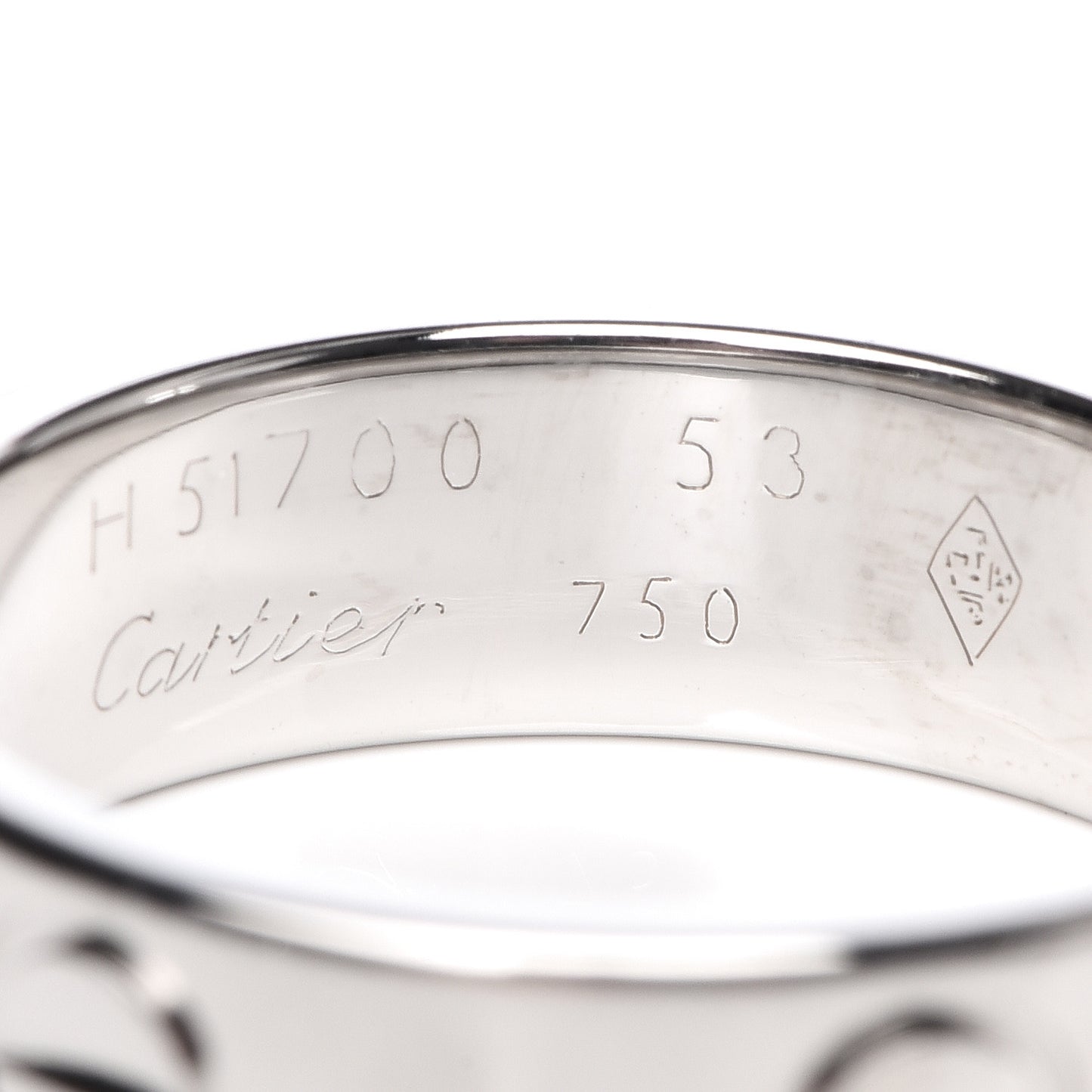 18K White Gold 5.5mm LOVE Ring 53 6.25