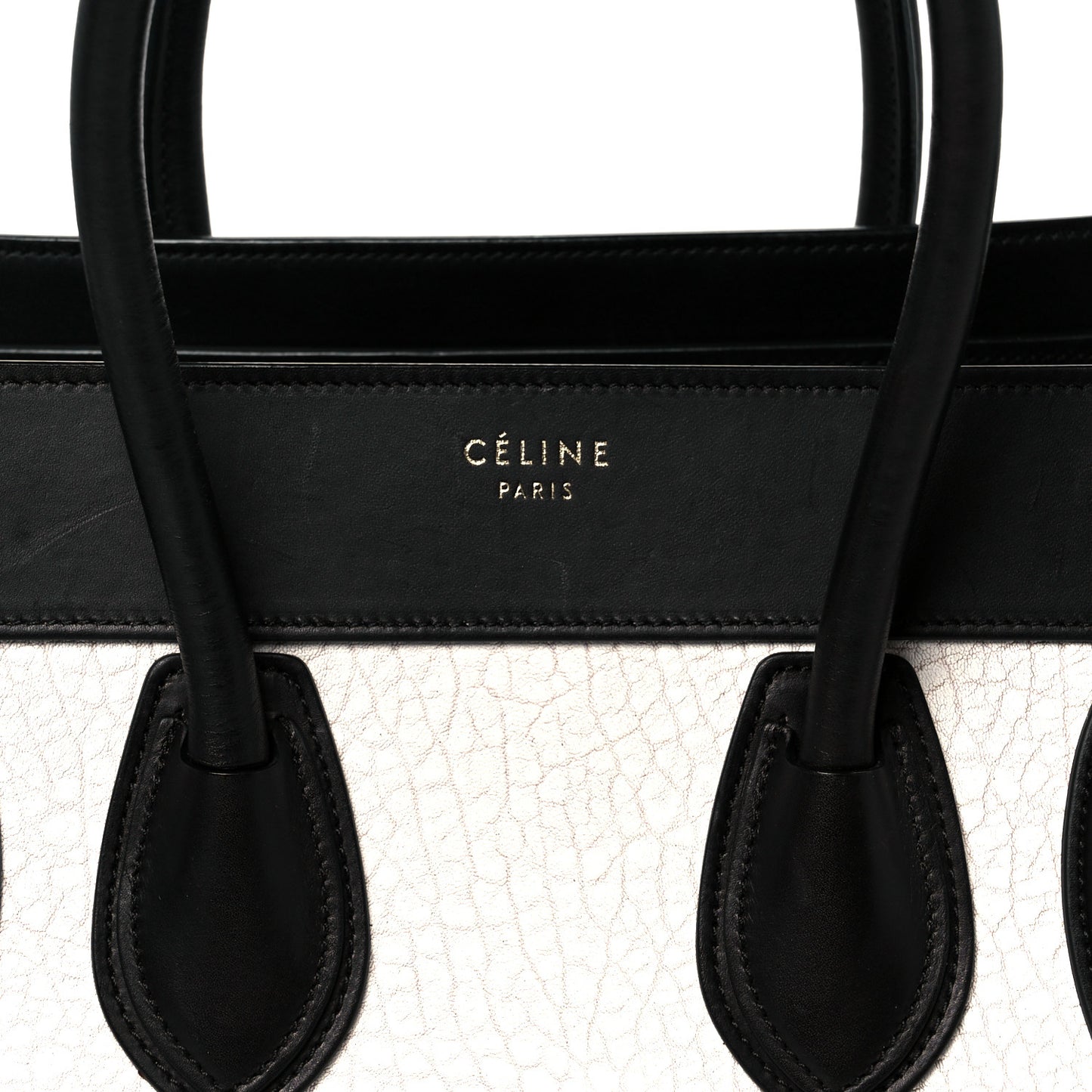 Shrunken Lambskin Micro Bi-Color Luggage Black White