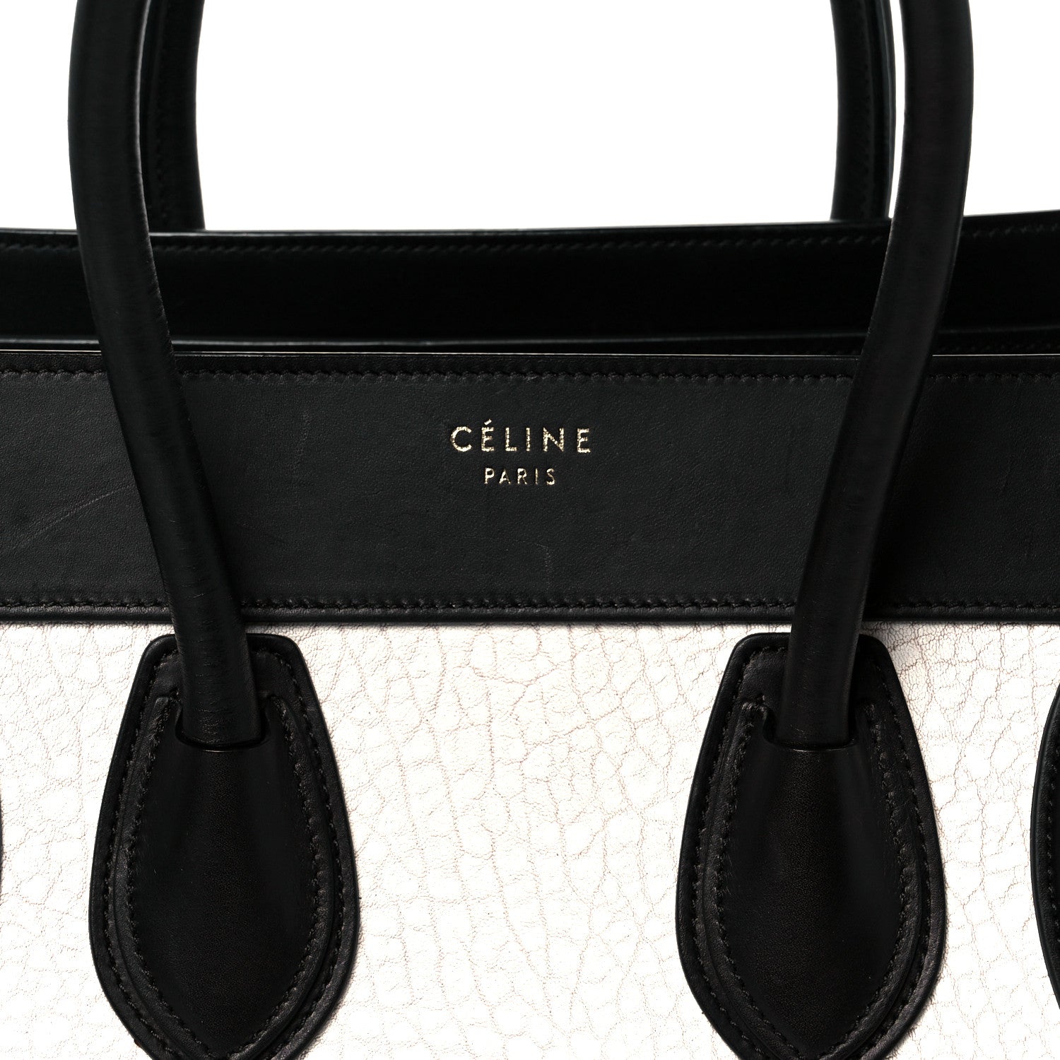 Celine Shrunken Lambskin Micro Bi-Color Luggage Black White 7 of 9