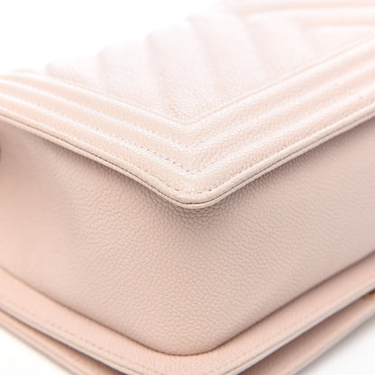 Chanel Caviar Chevron Quilted Medium Boy Flap Nude 13 of 15