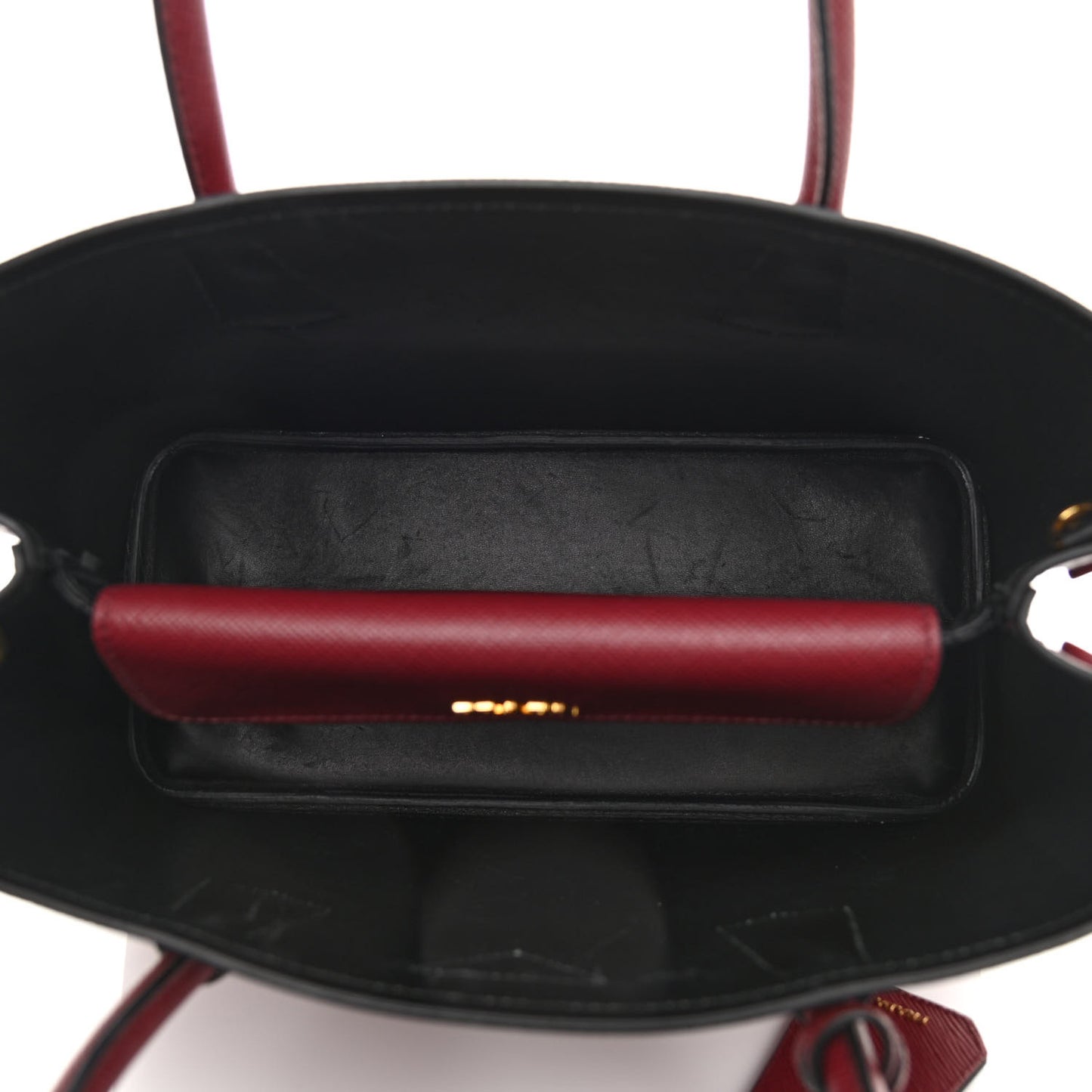 Saffiano Cuir Medium Double Bag Cerise Black