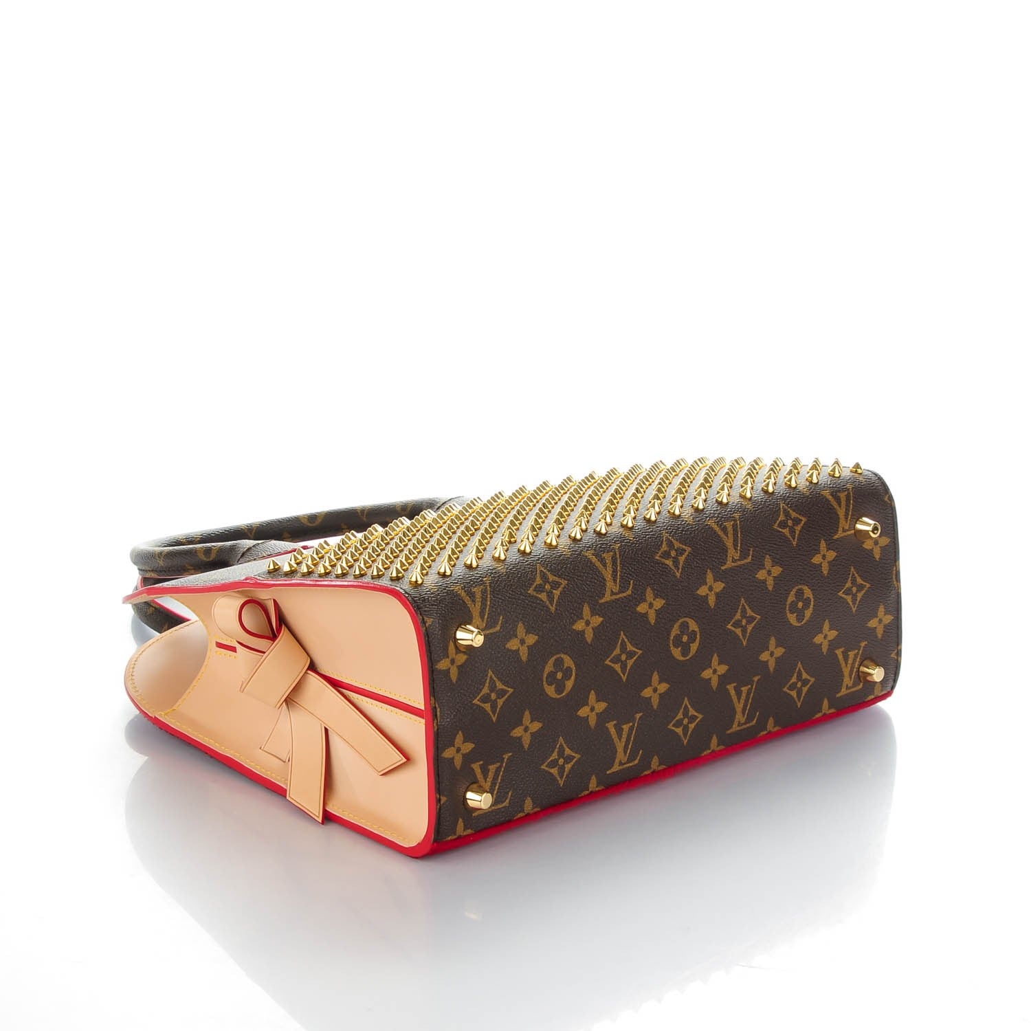 Louis Vuitton Monogram Calf Hair Spikes Iconoclasts Christian Louboutin Tote Red 4 of 7