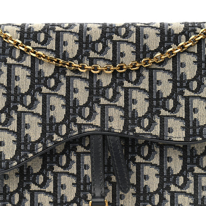 Christian Dior Oblique Saddle Chain Pouch Blue 8 of 11