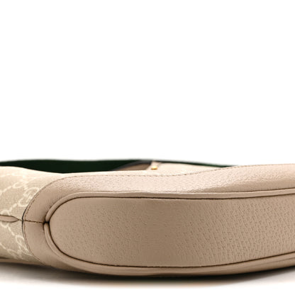 Gucci GG Supreme Monogram Textured Dollar Calfskin Web Small Jackie 1961 Hobo Beige Mystic White Oatmeal 10 of 11