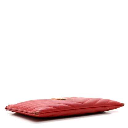 Saint Laurent Grain De Poudre Chevron Monogram Bill Pouch Rouge Eros 4 of 12