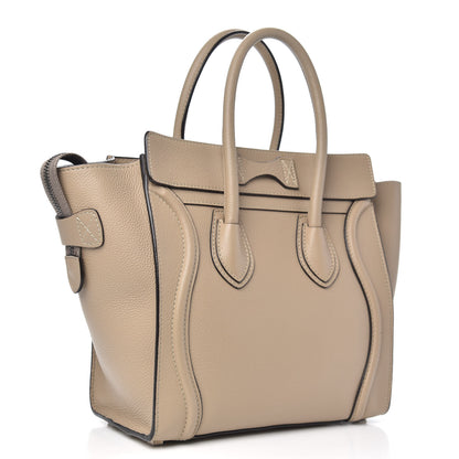 Celine Drummed Calfskin Micro Luggage Dune 3 of 13