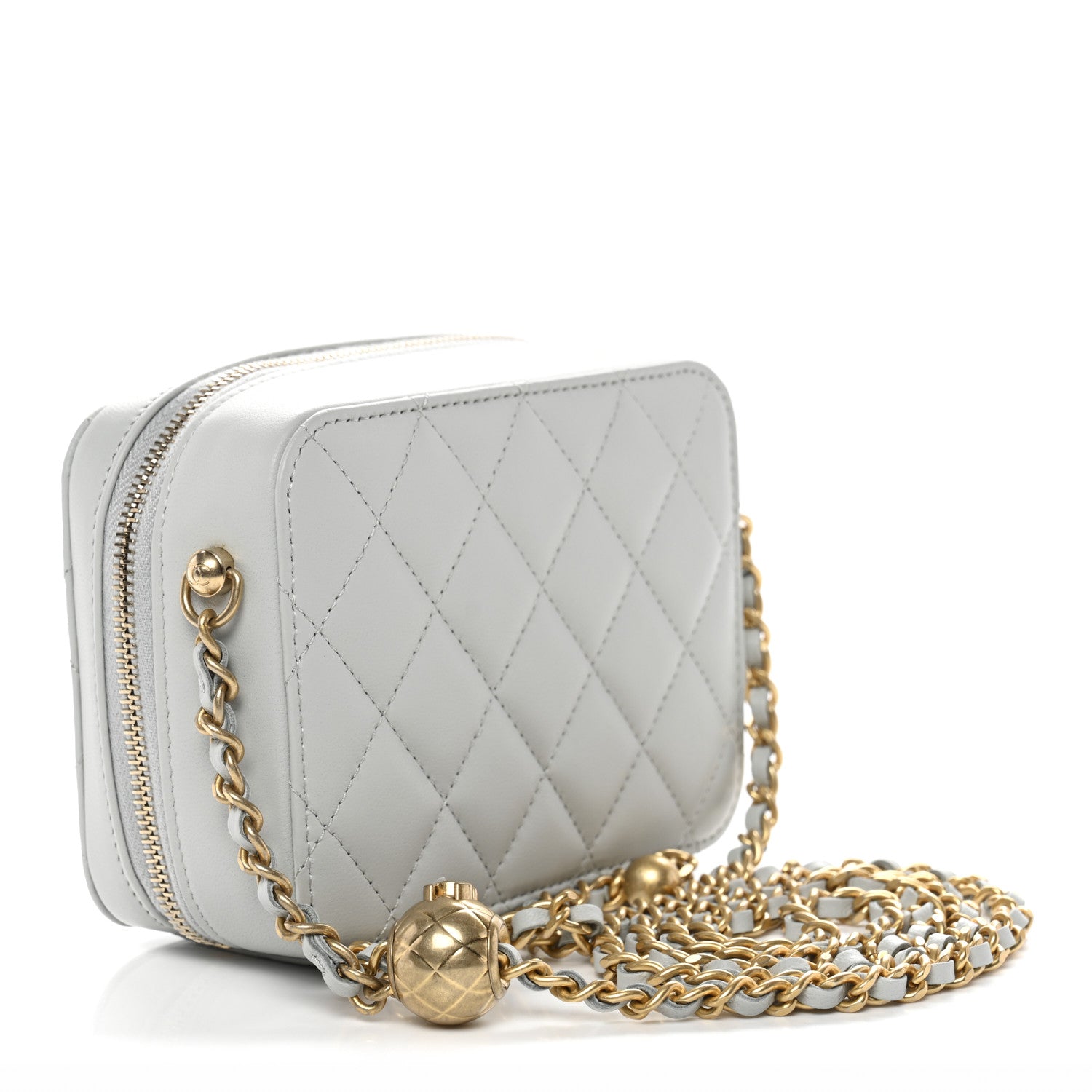 Chanel Lambskin Quilted CC Pearl Crush Camera Case Grey 3 of 11