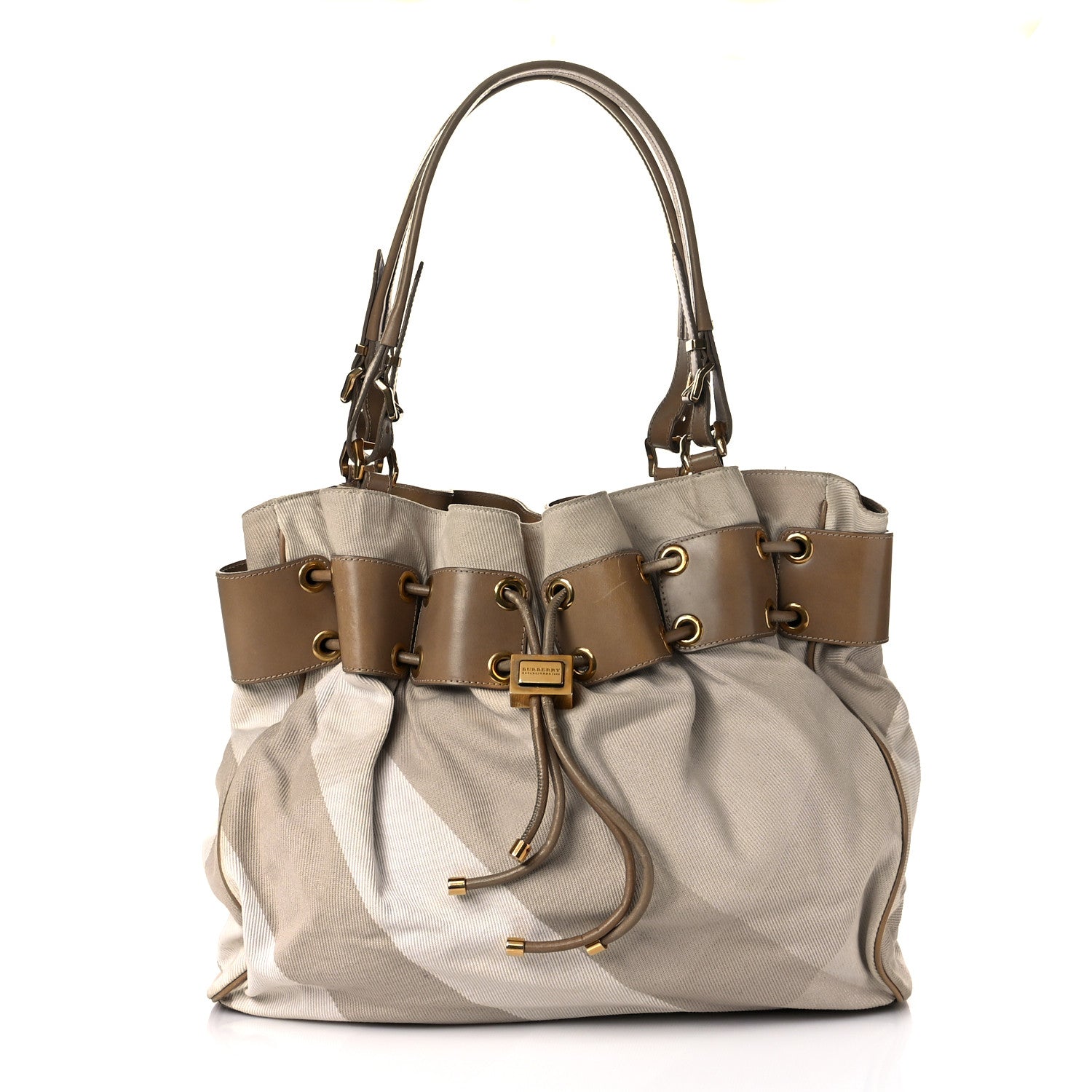 Burberry Canvas Mega Nova Check Large Warrior Tote Beige 1 of 15