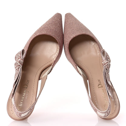 Christian Dior Laminated Cotton Ribbon Embroidered J'Adior Slingback 65mm Pumps 36 Rose Des Vents 2 of 10