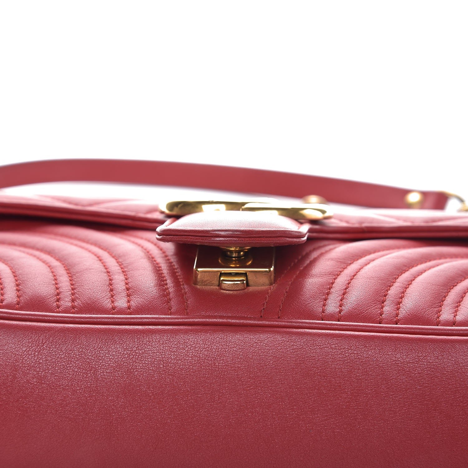 Gucci Calfskin Matelasse Small GG Marmont Shoulder Bag Hibiscus Red 16 of 19
