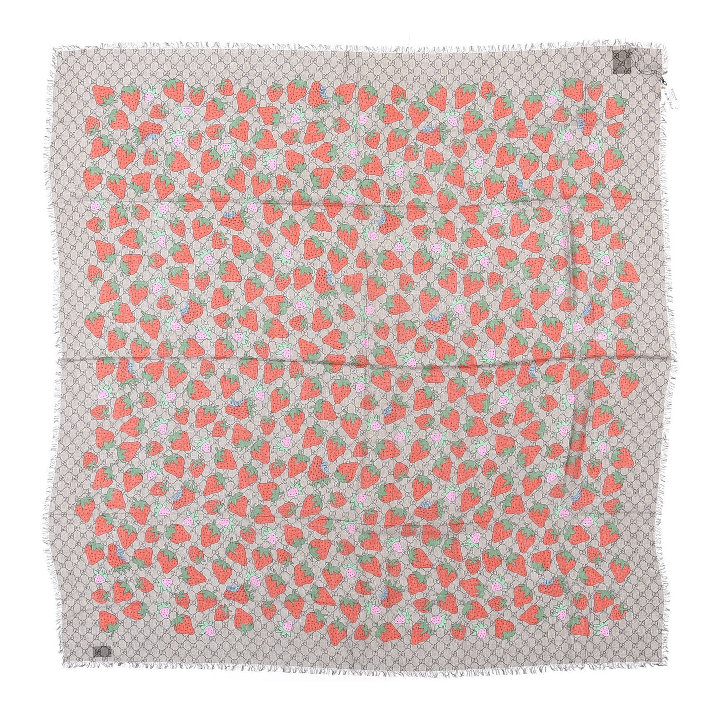 Modal Silk Monogram Strawberry Square Scarf