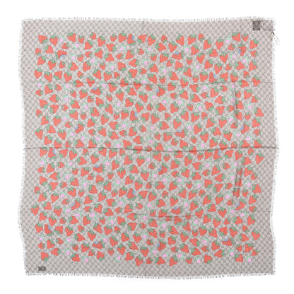 Gucci Modal Silk Monogram Strawberry Square Scarf 1 of 4