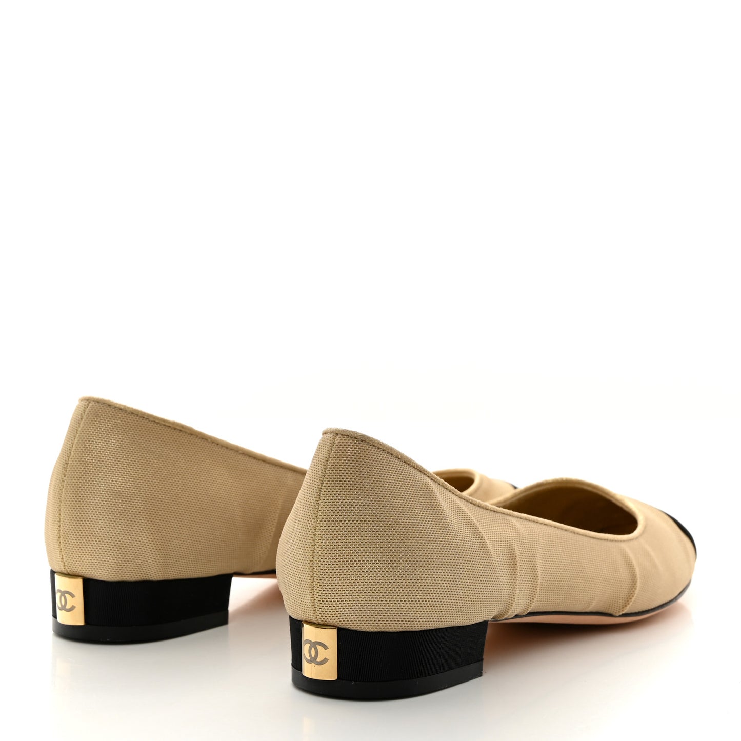 Grosgrain Cap Toe Ballerina Flats 40 Gold Black
