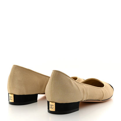 Chanel Grosgrain Cap Toe Ballerina Flats 40 Gold Black 4 of 8