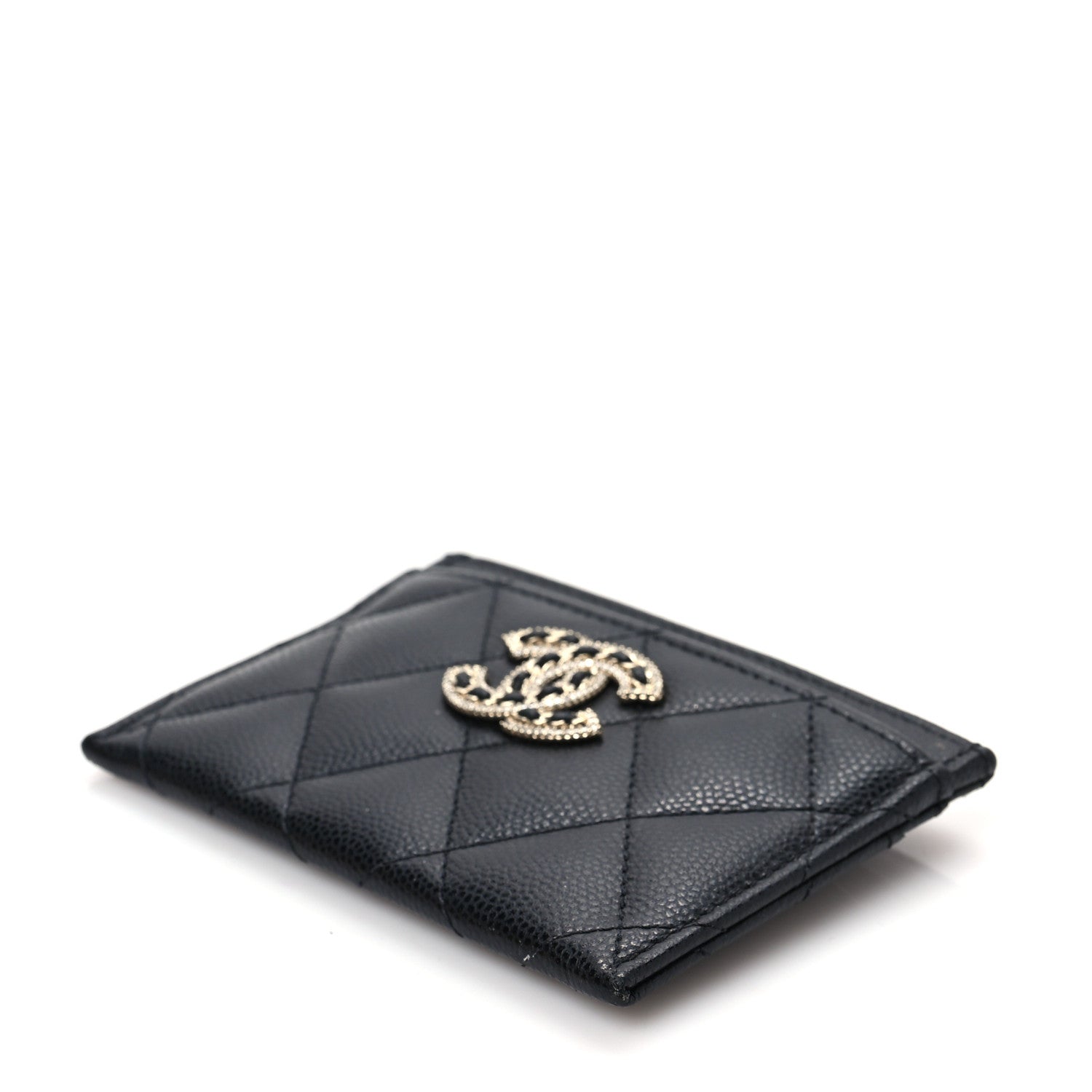 Chanel Caviar Quilted Crystal Card Holder Black 8 of 9