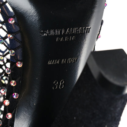 Saint Laurent Mesh Crystal 68 Knee High Boots 38 Black 7 of 7