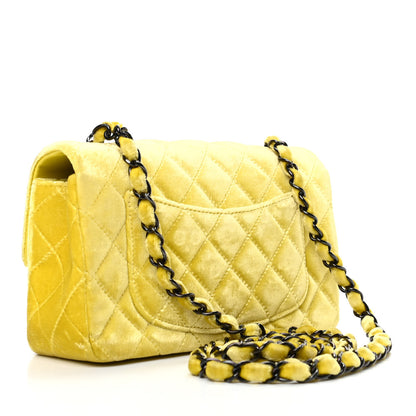 Chanel Velvet Quilted Mini Rectangular Flap Yellow 3 of 9