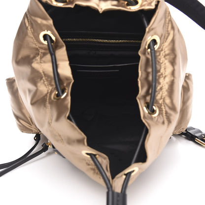 Burberry Metallic Satin Nylon Medium Rucksack Backpack Gold 4 of 8