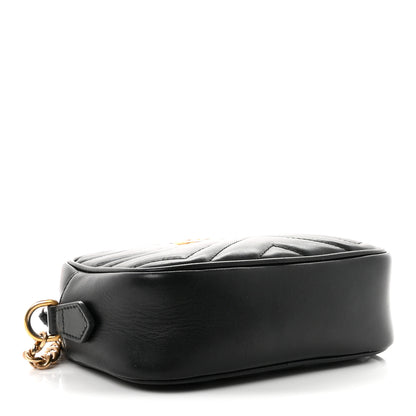 Gucci Calfskin Matelasse Mini GG Marmont Chain Shoulder Bag Black 4 of 10