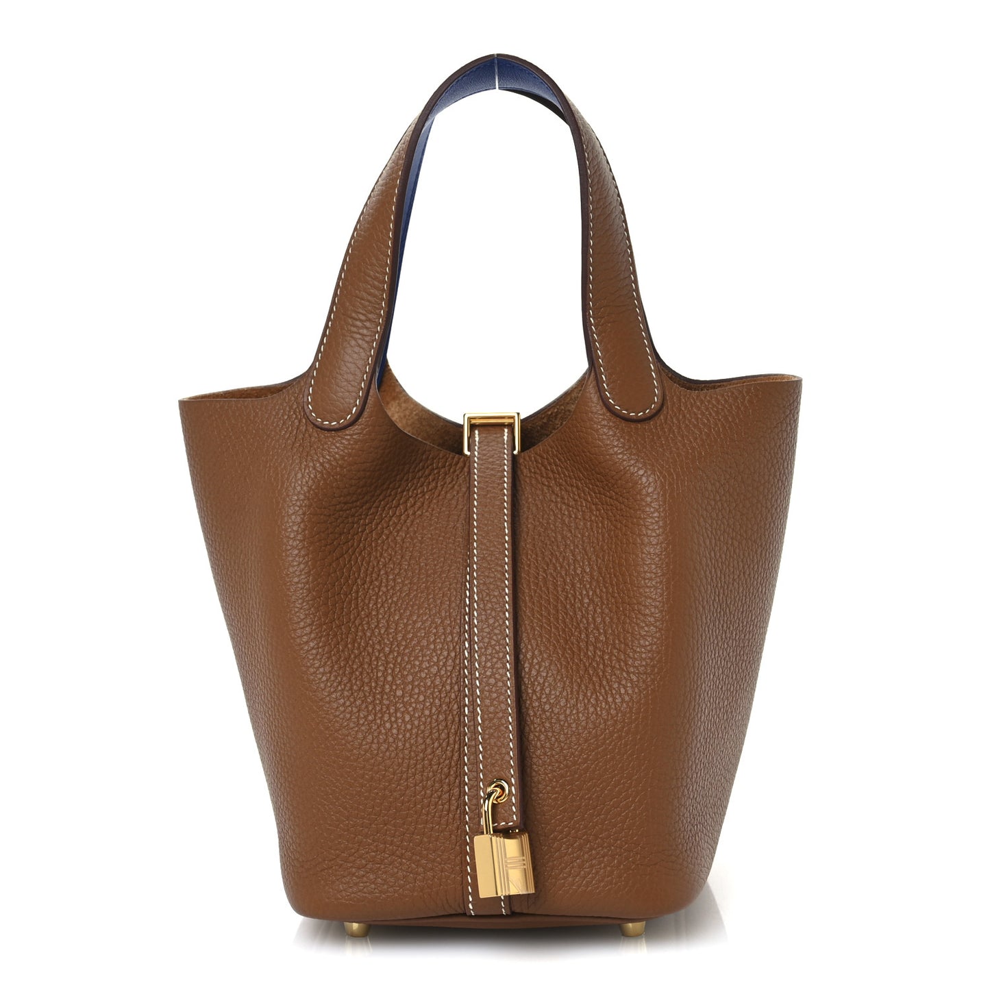 Taurillon Clemence Swift Eclat Picotin Lock 18 PM Gold Bleu France