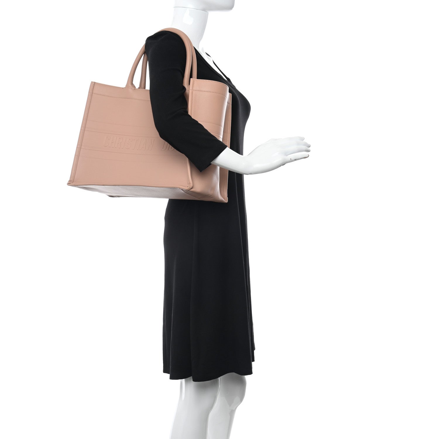 Christian Dior Calfskin Embossed Medium Book Tote Rose de Vents 2 of 10