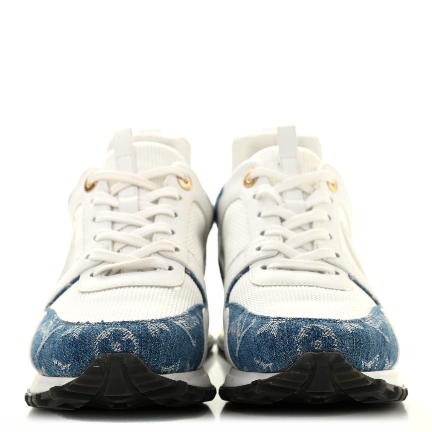 Calfskin Monogram Denim Run Away Sneakers 38 White