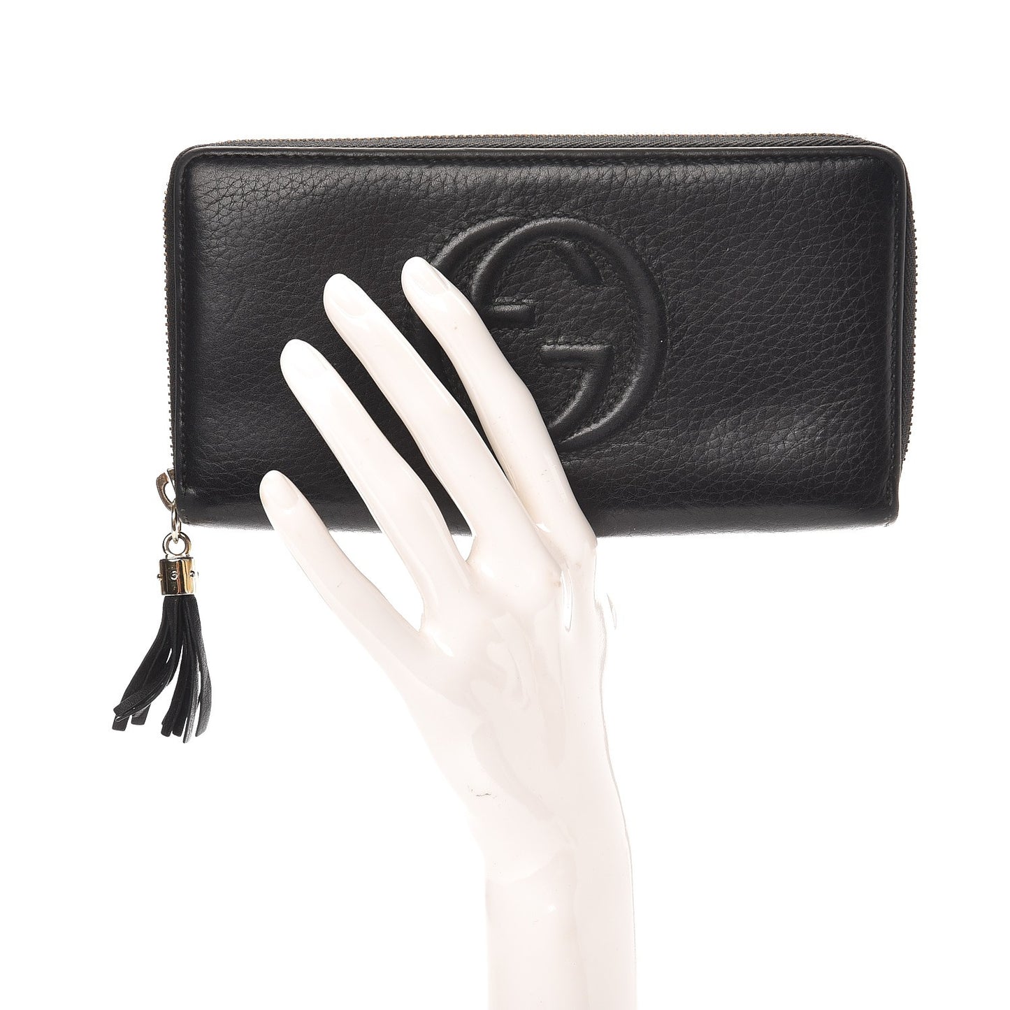 Pebbled Calfskin Soho Zip Around Wallet Black