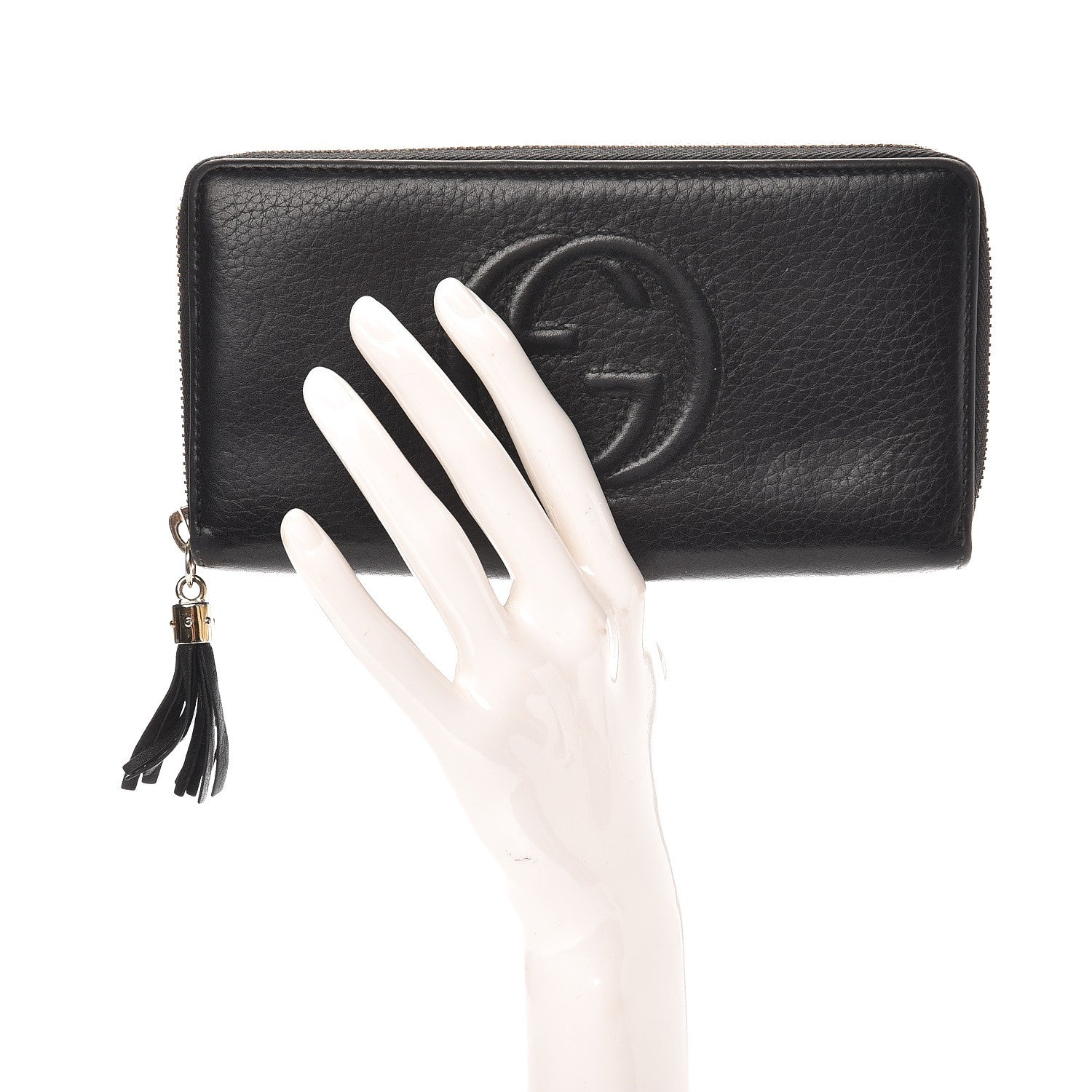 Gucci Pebbled Calfskin Soho Zip Around Wallet Black 2 of 10