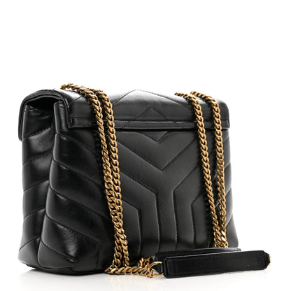 Saint Laurent Calfskin Y Quilted Monogram Small Loulou Chain Satchel Black 3 of 11