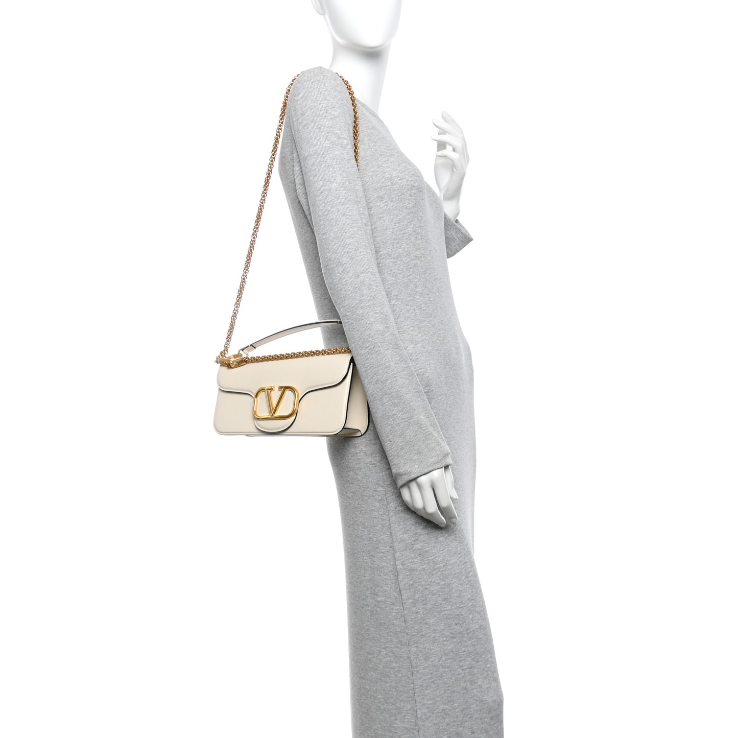 Calfskin Vlogo Loco Shoulder Bag Light Ivory