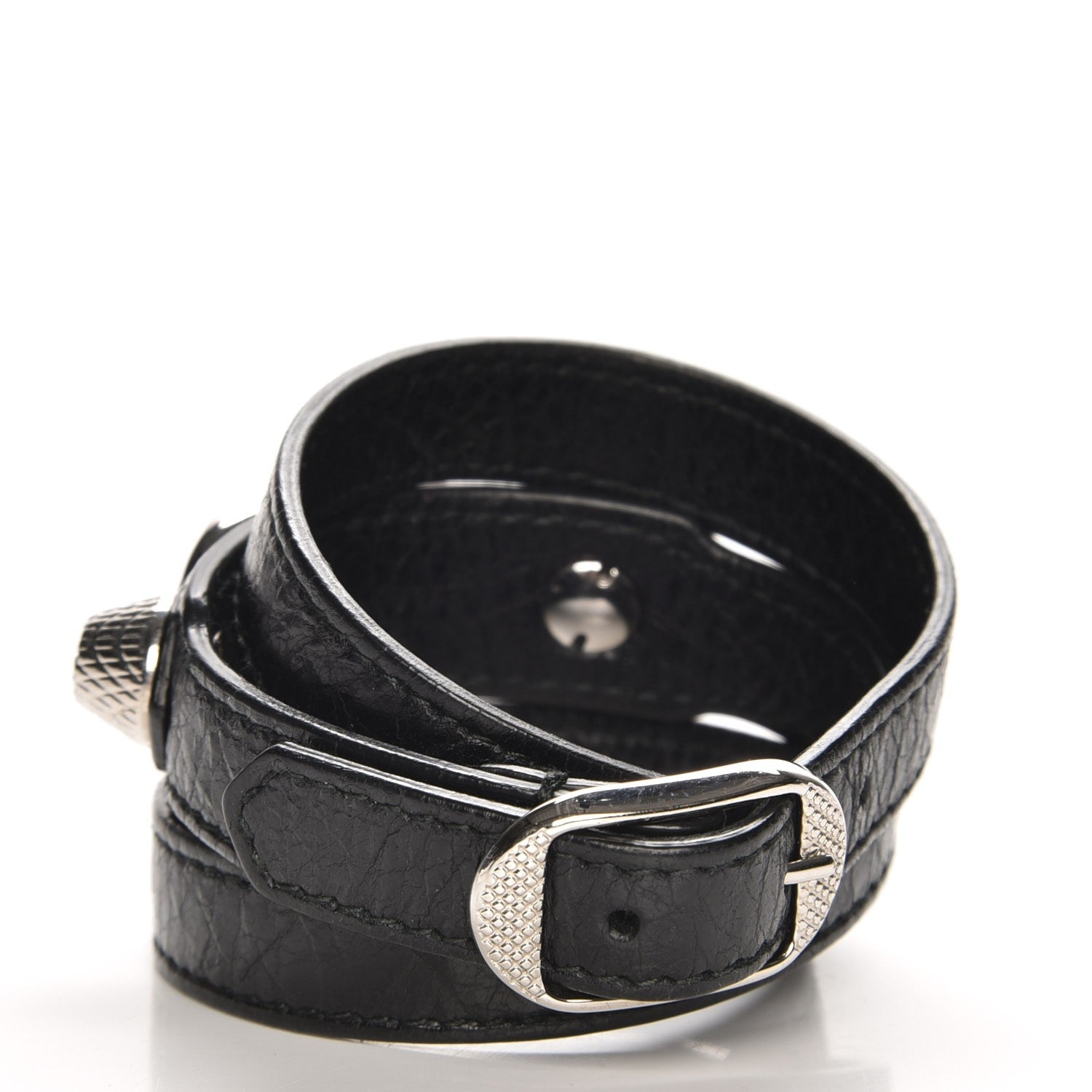 Balenciaga Agneau Giant Silver Hardware Triple Tour M Bracelet Black 3 of 6