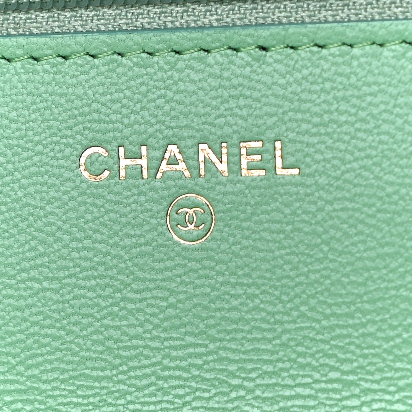 Lambskin Quilted Chanel 19 Wallet On Chain WOC Green