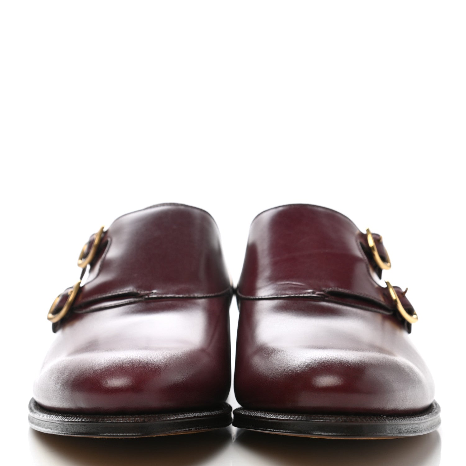 Gucci Calfskin Mens Double Monk Strap Loafers 9.5 Bordeaux 2 of 11