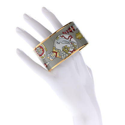 Hermes Enamel Printed Qu' Importe Le Falcon Extra Wide Bracelet 70 2 of 5