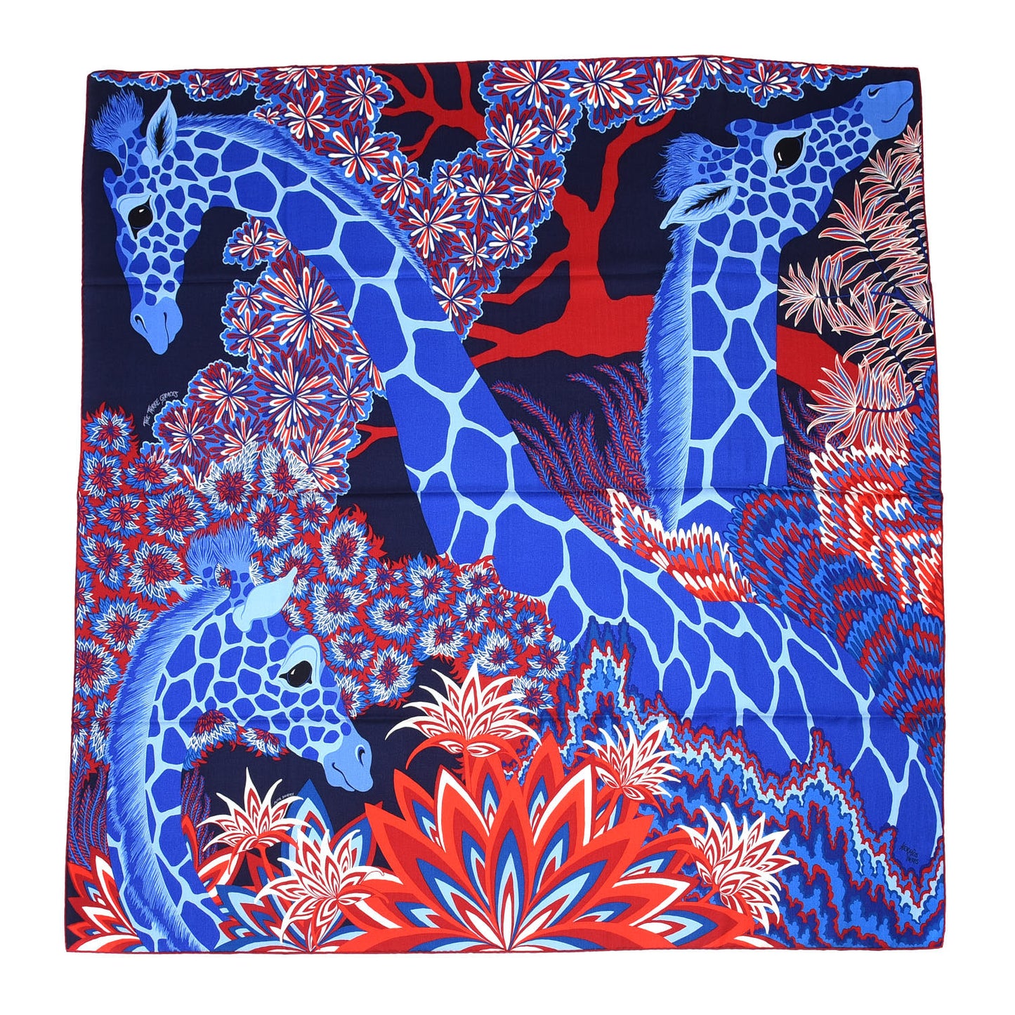 Cashmere Silk The Three Graces Shawl 140 Bleu Rouge White