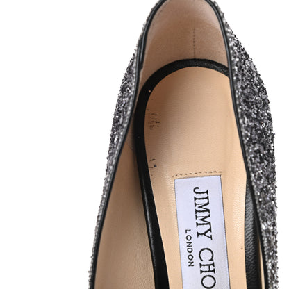 Jimmy Choo Glitter Pointy Toe Romy 100 Pumps 36.5 Silver Black 10 of 10