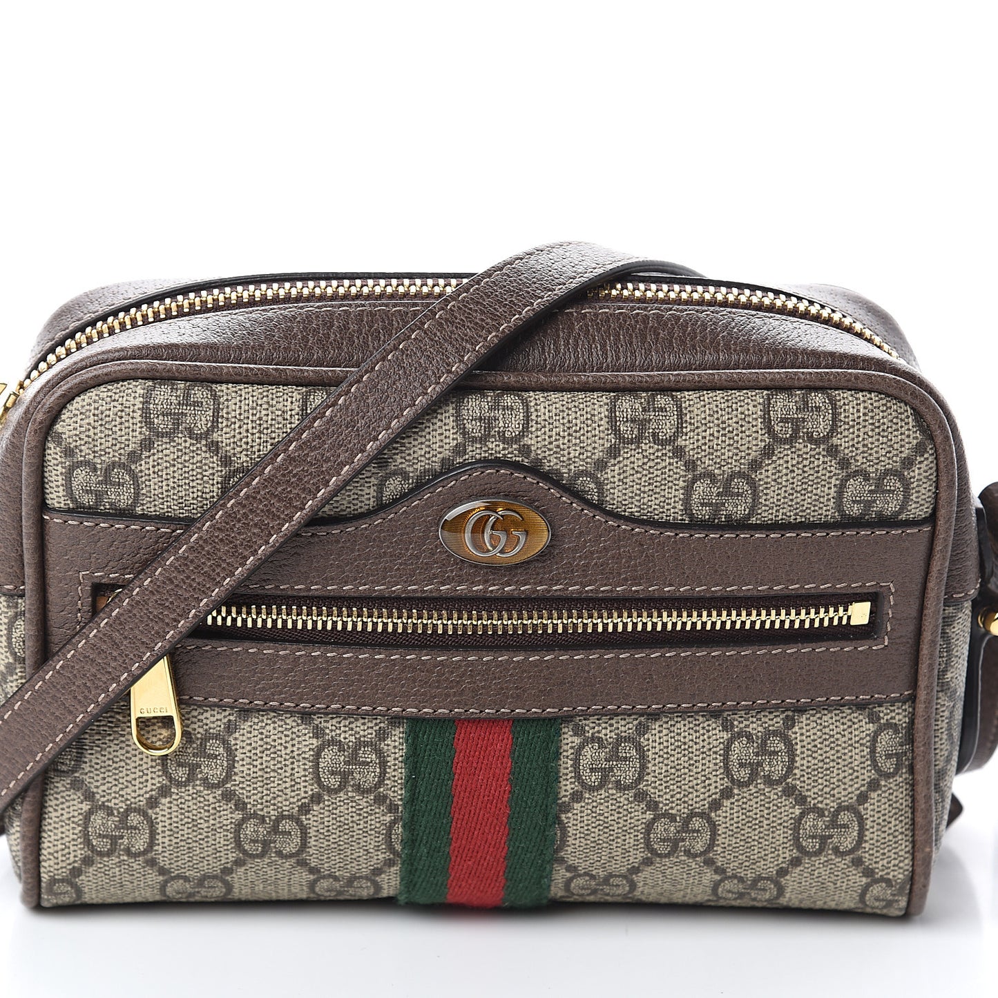 GG Supreme Monogram Web Mini Ophidia Shoulder Bag Brown