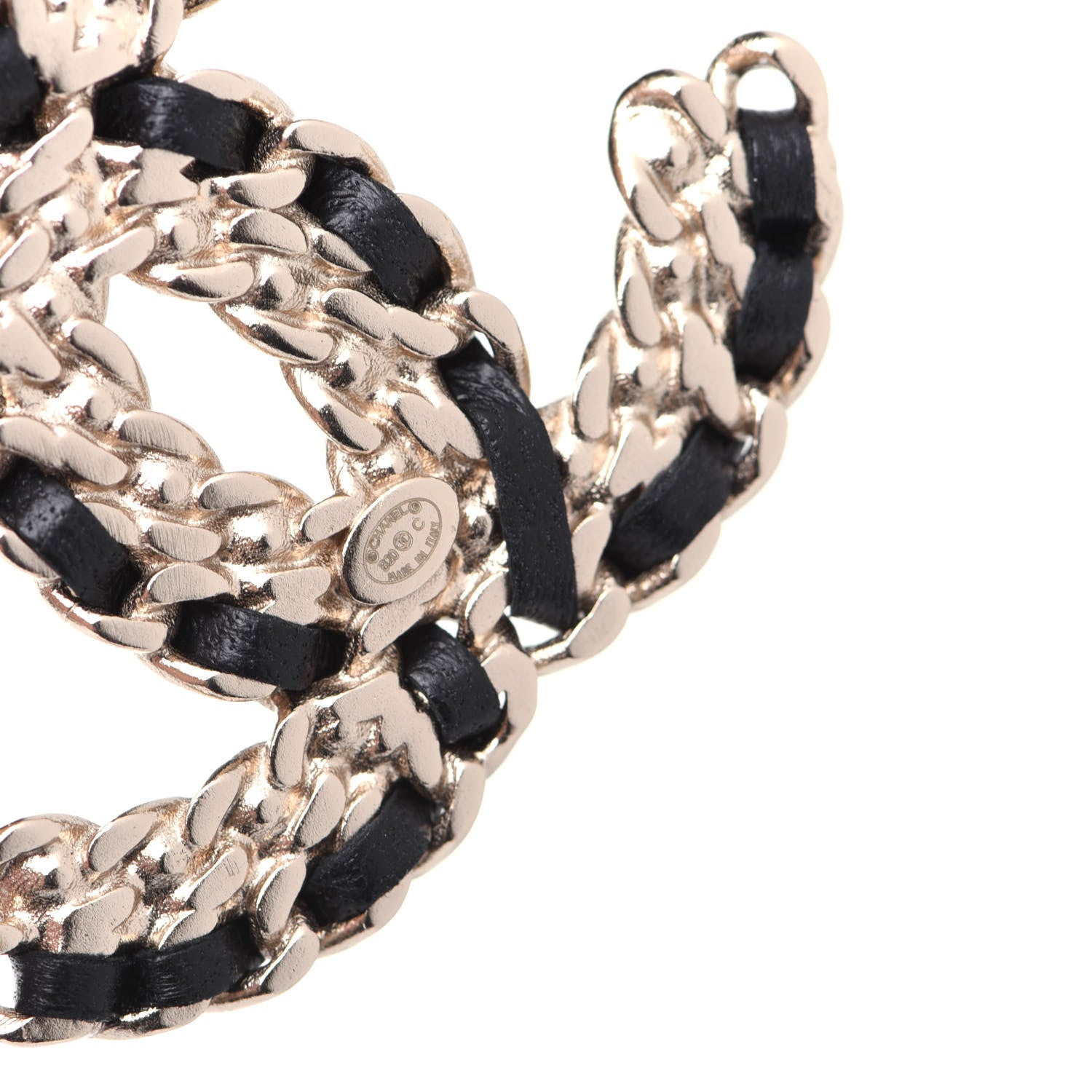 Chanel Crystal Lambskin Chain CC Vintage Allure Stud Earrings Black Gold 5 of 7