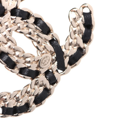 Chanel Crystal Lambskin Chain CC Vintage Allure Stud Earrings Black Gold 5 of 7