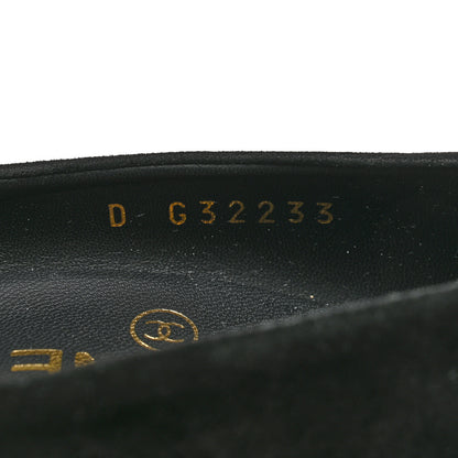 Chanel Suede Calfskin Satin Cap Toe CC Pumps 37 Black 6 of 9