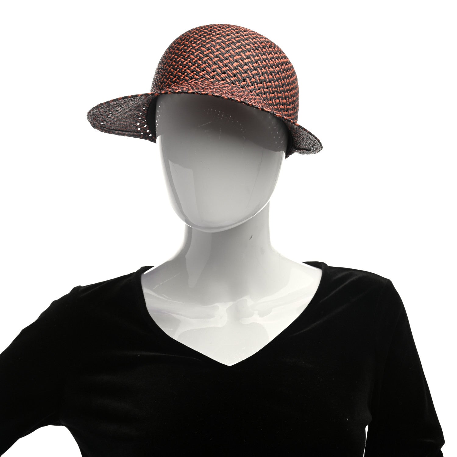 Hermes Panama Straw Chapeau Tanzanie Canna Hat 56 Terracotta Black 2 of 8