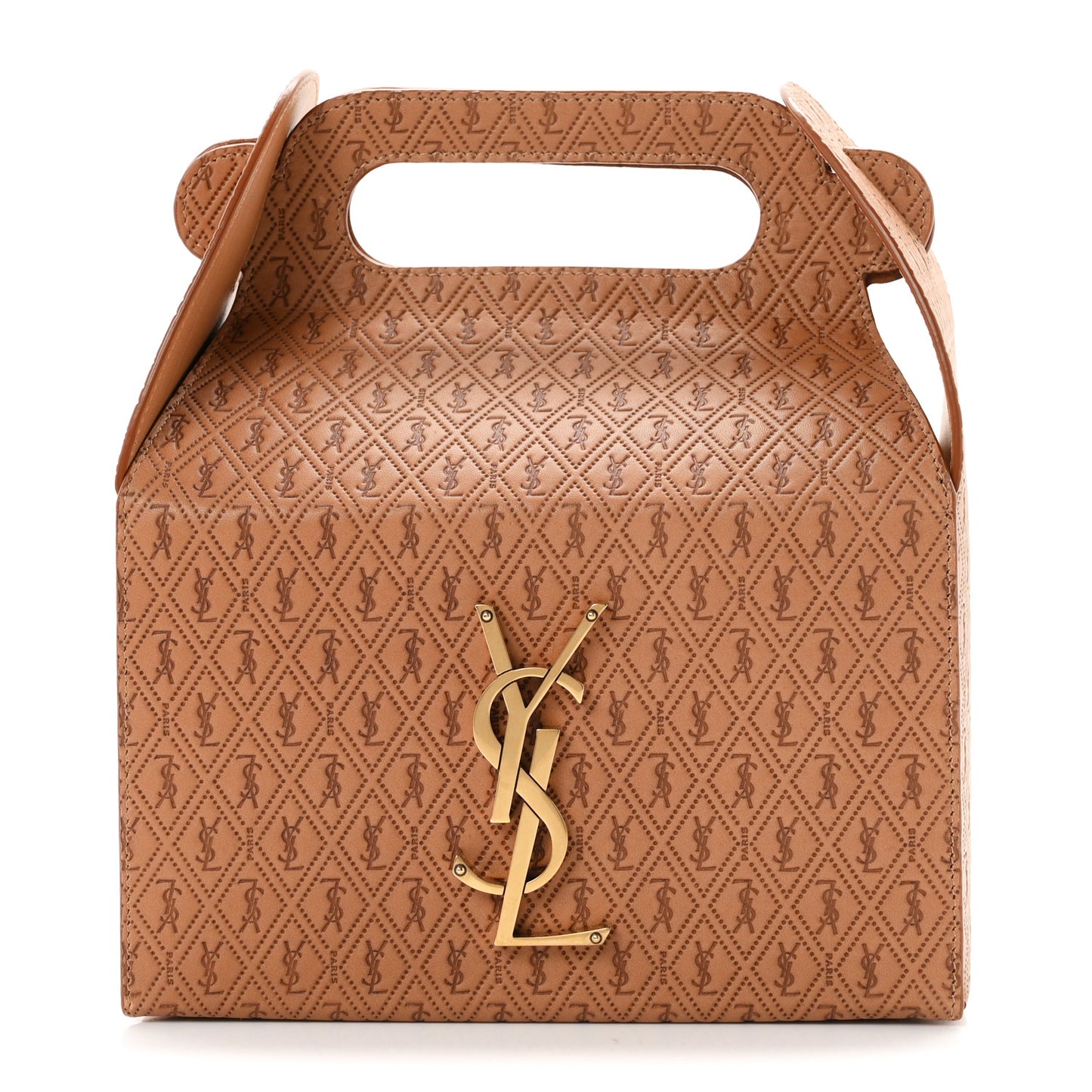 Calfskin Monogram Take Away Box Dusty Vintage Brown Gold