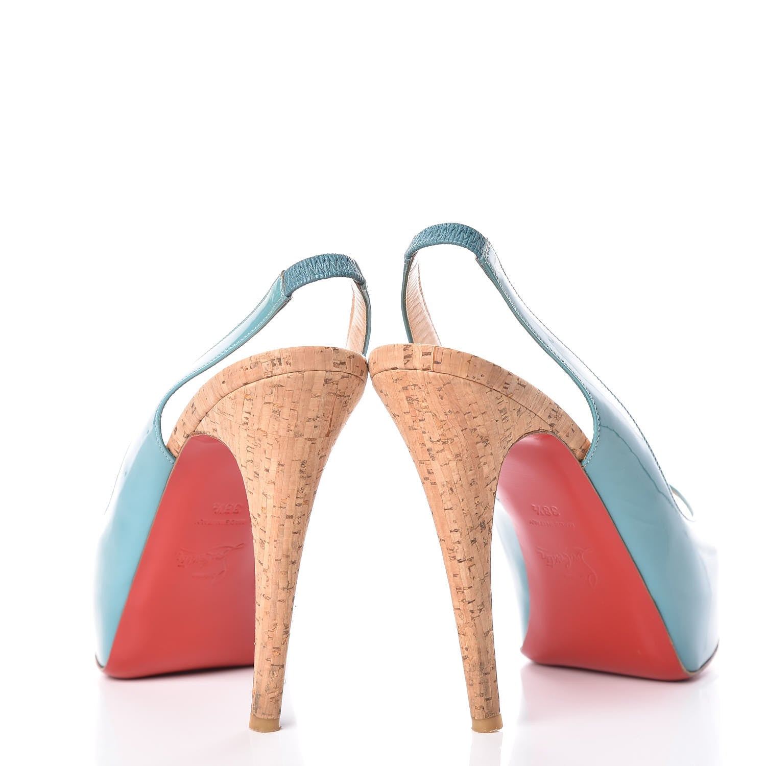 Christian Louboutin Patent Cork So Private 120 Pumps 38.5 Blue 5 of 16